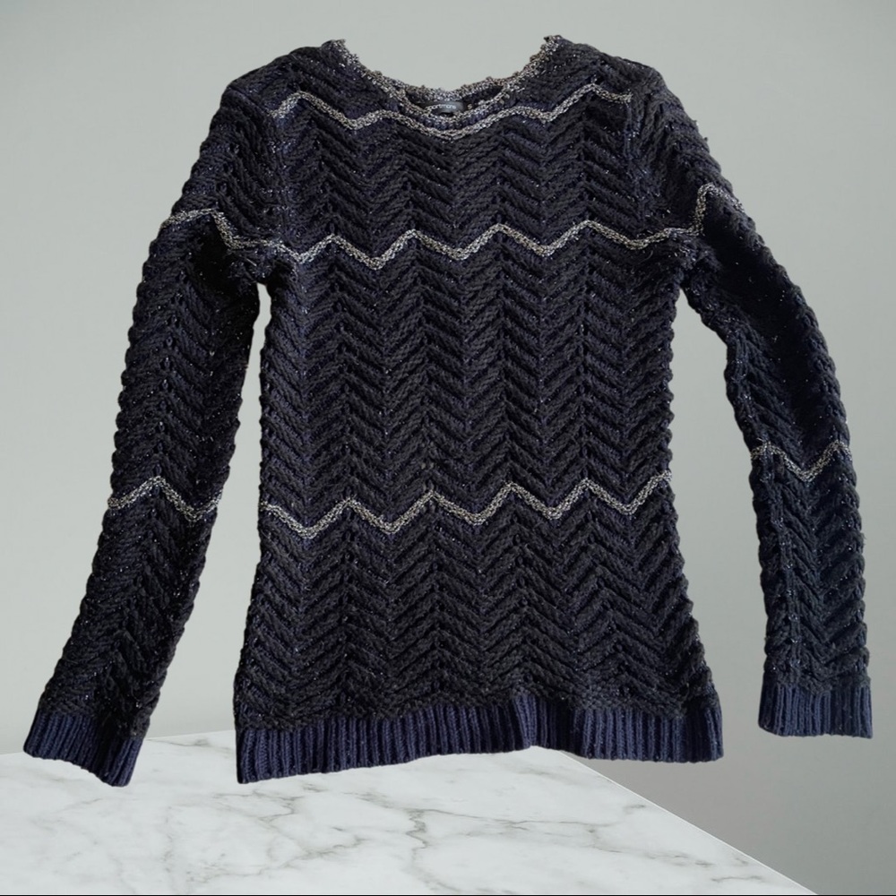 PORTMANS black knitted sweater, size small, metallic silver, black and navy - Picture 7 of 7